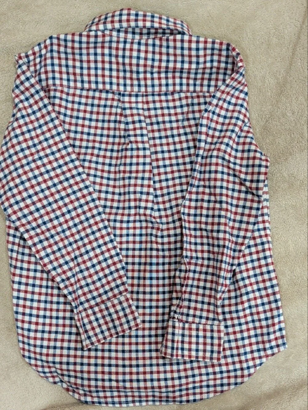 Ralph Lauren Boys  Size 7 Red, White and Blue Checked Button-Down Long SleeShirt